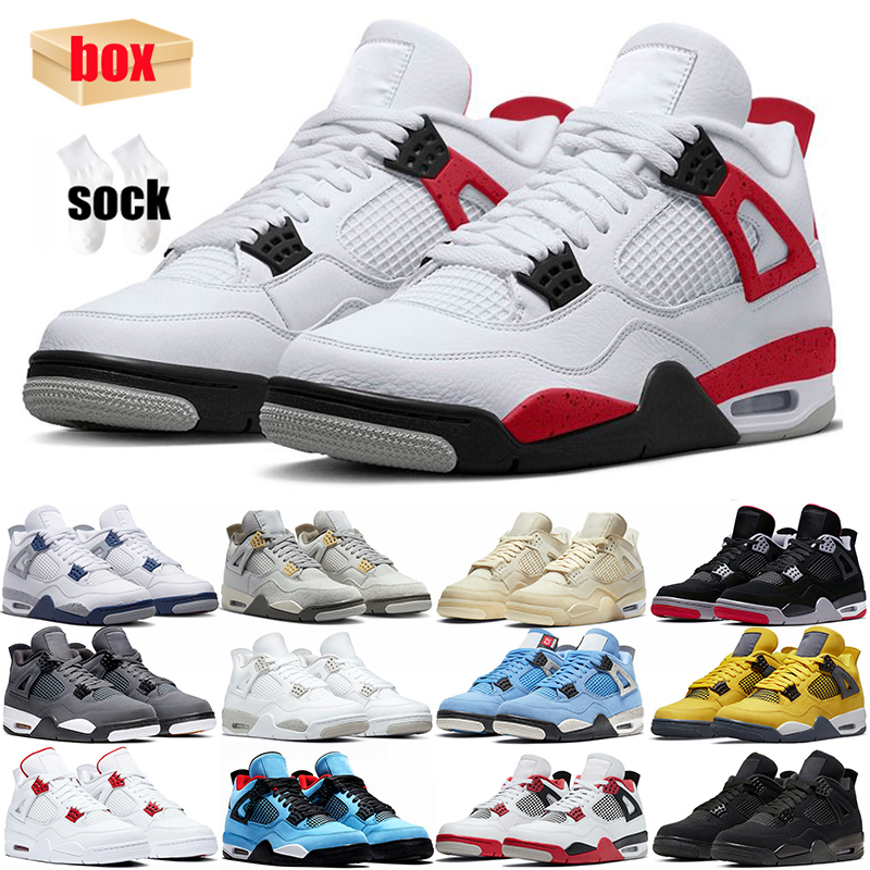 

4 4s basketball shoes for men women Military Black Cat Seafoam Red Thunder University Blue Photon Dust Messy Room mens sneakers, (14)