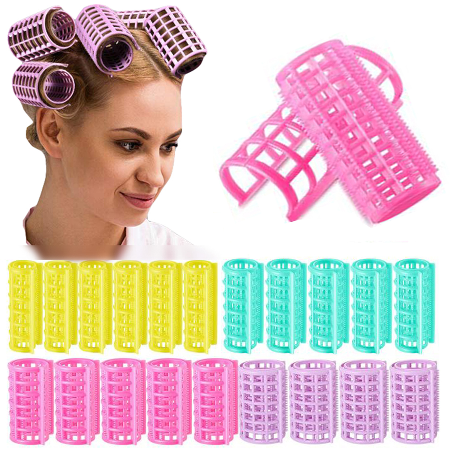 

Hair Rollers 40 Pieces Plastic Hair Rollers Self Grip Rollers Hairdressing Curlers Snap on Rollers No Heat Hair Curlers 4 Sizes 230208