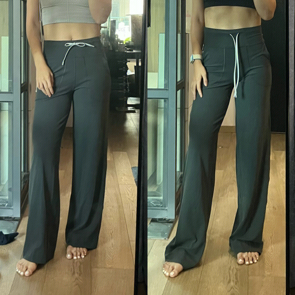 

LL-2296KT Loose Pants Women's Yoga Outfit Excerise Fitness Sport Gym Ladies Running Casual Long Pant Elastic High Waist Wide Leg Trousers Drawstring, Black