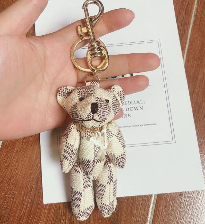 

5style Creative Cartoon Cute Bear KeyChain Letters Car Keychains Leather Keyring Men Women Couples Bag Pendant Accessories