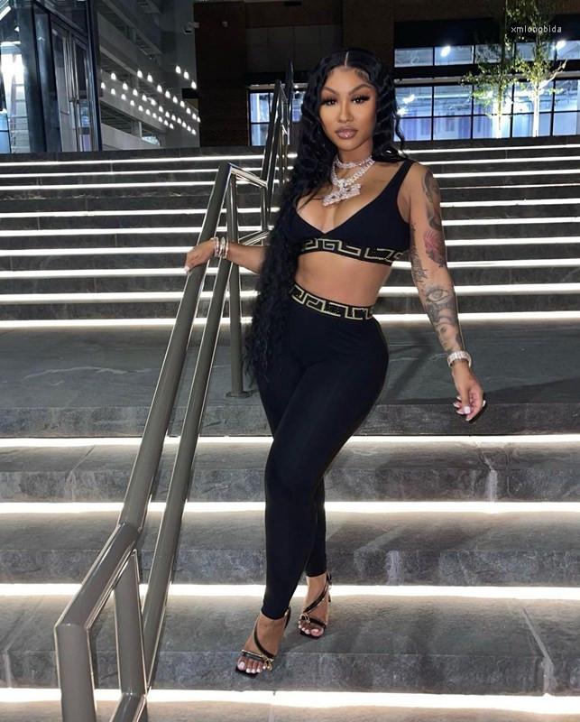 

Women's Two Piece Pants 2023 INS Summer Casual Fashion Street Ladies Slim Sexy Nightclub Personality Trend Print Sports Vest Two-Piece Set, Black