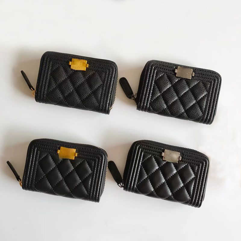 

Luxury Designer Change Purse Card pack Cow Pickup Bag Small Fragrant Card Bags Zero Wallet Zipper Multi Slot and Portable Leather Document Bank Factory Direct Sale, Gift box packing