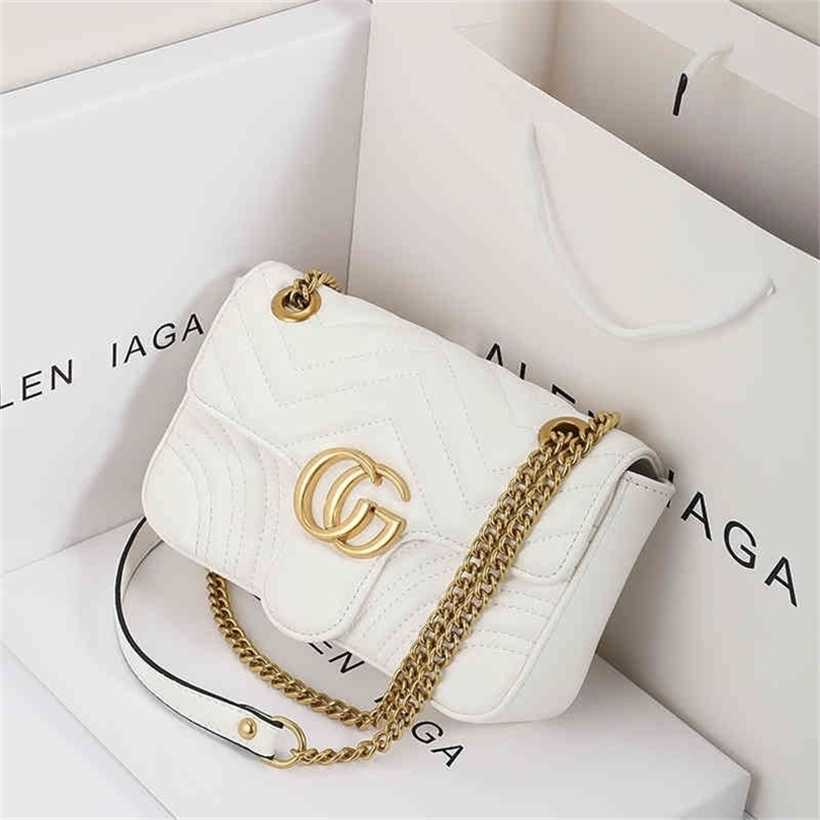 

20% OFF Handbag High quality 2023 new bag trend female style Hongling lattice texture chain, White6