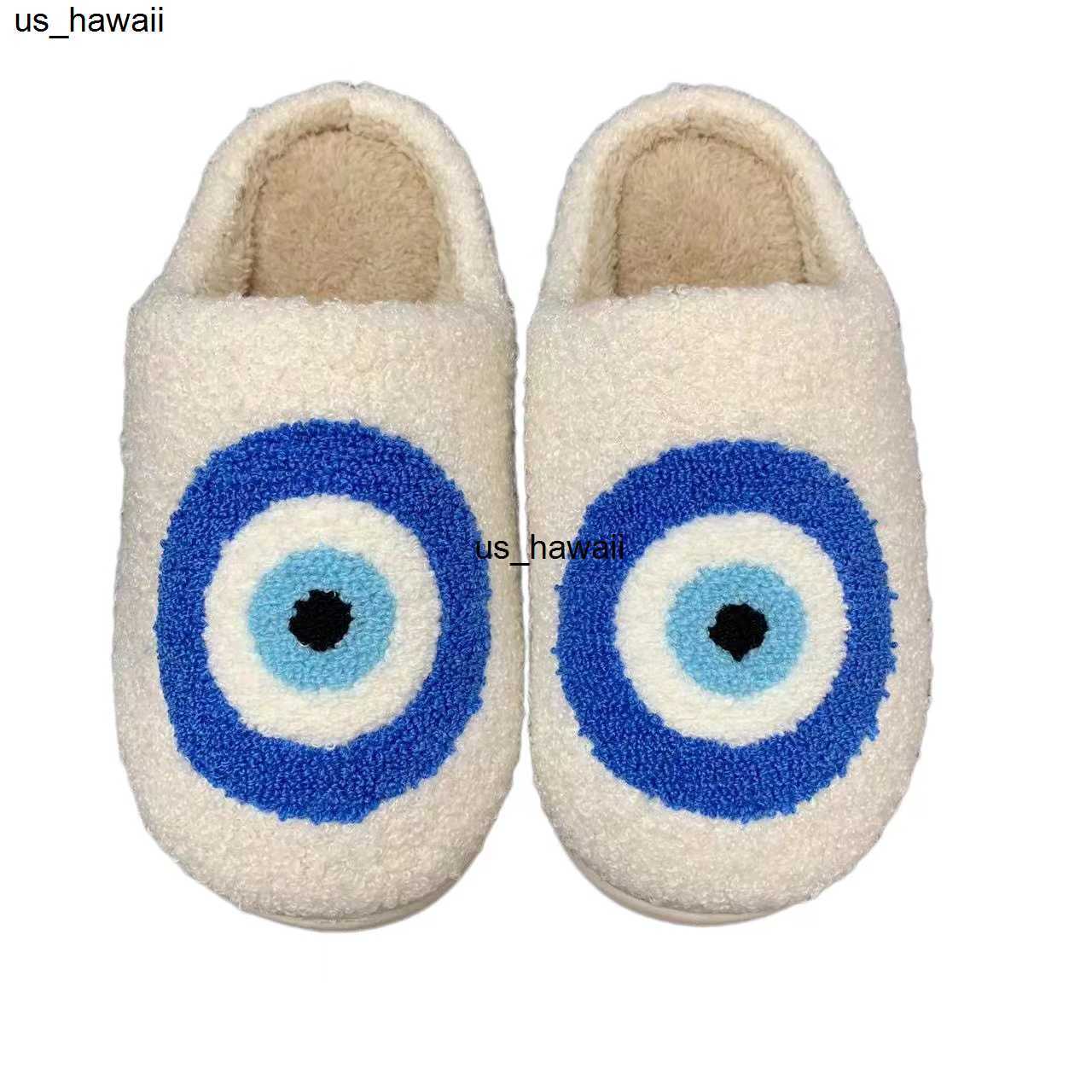

Slippers High Quality Slipper Fashion Pattern Shoe Evil Eyes Blue Embroidery Warm Home Slippers for Men And Woman 0208V23, Black