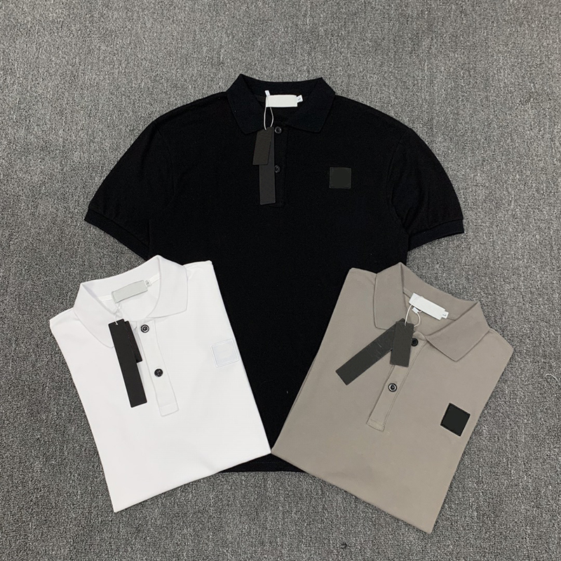 

Brand topstoeny polos classic men's embroidered small compass loose polo shirt quick drying cotton T-shirts size M-2XL, White