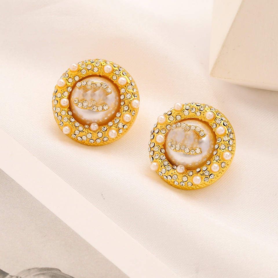 

Simple 18K Gold Plated 925 Silver Luxury Brand Designers Letters Stud Geometric Famous Women Round Stainless steel Pearl Earring Wedding Party Gift Jewerlry 3Style