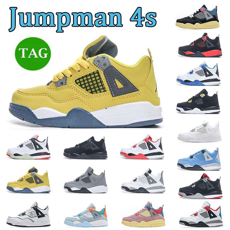 

Kid shoes 4s 4 Children Preschool PS Athletic Outdoor Baby designer sneaker Trainers Toddler Girl Tod Chaussures Pour Enfant Sapatos infantis Child shoe Royalty, Pale citron