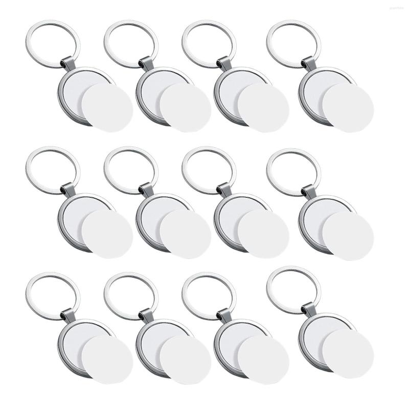 

Keychains 12 Pcs Sublimation Blank Keychain Round Heat Transfer Metal Board Key Rings Thick Po