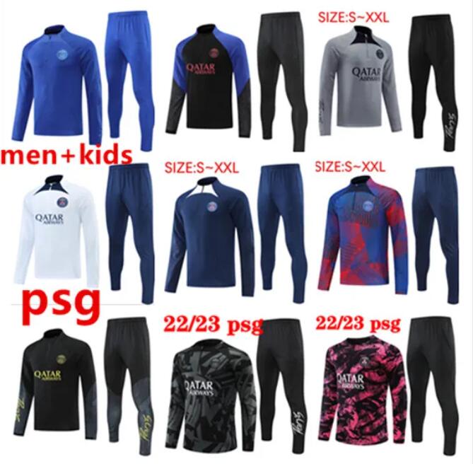 

22 23 psgs tracksuit 2022 2023 MBAPPE kids and men training suit long sleeve Football soccer Jersey kit uniform chandal jacket chandal futbol survetement, 11