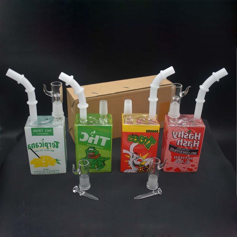 

Glass Juice Box water pipe Oil Dab Rigs Beaker Bongs 7.5 inch square recycler ash catcher Hookahs with club banger and glass oil bowl
