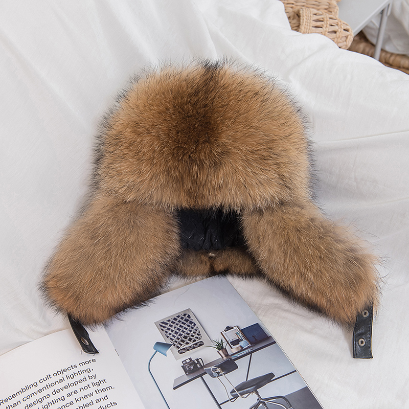 Beanie/Skull Caps Mens Real Fox Fur and real leather Hat Russian Ushanka Winter Warm Aviator Trapper Bomber Ski Earmuffs Cap YY