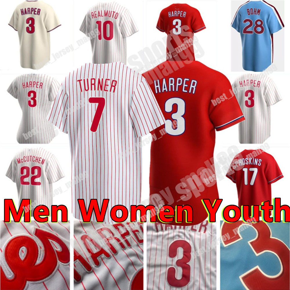 

2023 Custom Bryce 3 Harper Trea Turner Jersey 8 Nick Castellanos J. T. Realmuto 12 Kyle Schwarber Rhys Hoskins Aaron Nola Didi Gregorius Scott Kingery Men Women Youth, Colour 3