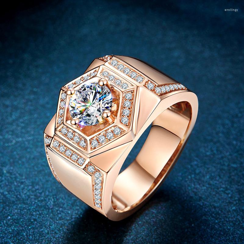

Wedding Rings Adjustable Hexagon Moissanite Ring Plated Platinum And Rose Gold