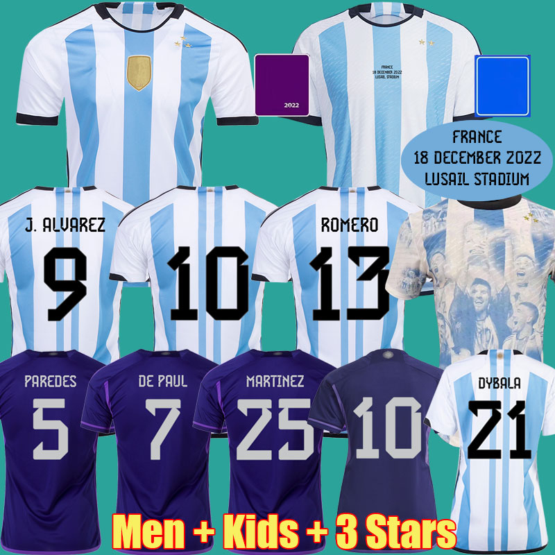 

2022 Argentina 3 Stars soccer Jerseys champions finals SPECIAL Fans Player Version  23 DI MARIA DYBALA MARADONA DE PAUL football shirt Men Women Kids kit uniforms, Player version home patch