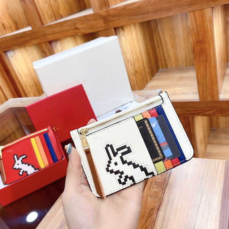 

Brand Designer Change Purse Card pack Cow Pickup Bag 23 New Year of the Rabbit Cute Ultra-thin Premium Limited Cards Bag Zodiac Zipper Zero Wallet Factory Direct Sale, Red auspicious rabbit card bag