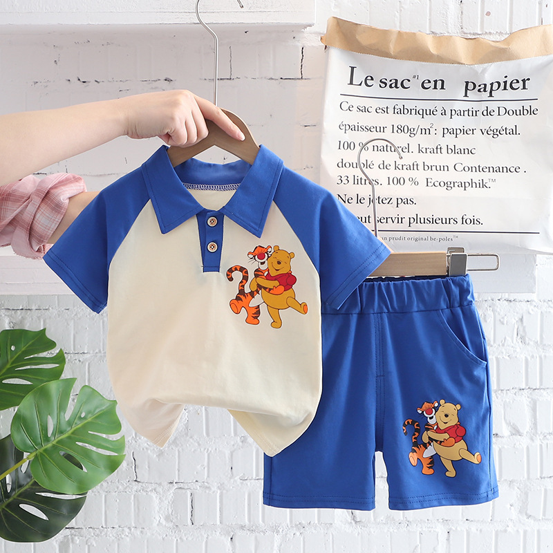 

2023 Kid Boys Summer Clothes Outfit Fashion Short-sleeved T-shirt Shorts Set Children Pants Clothing, Red