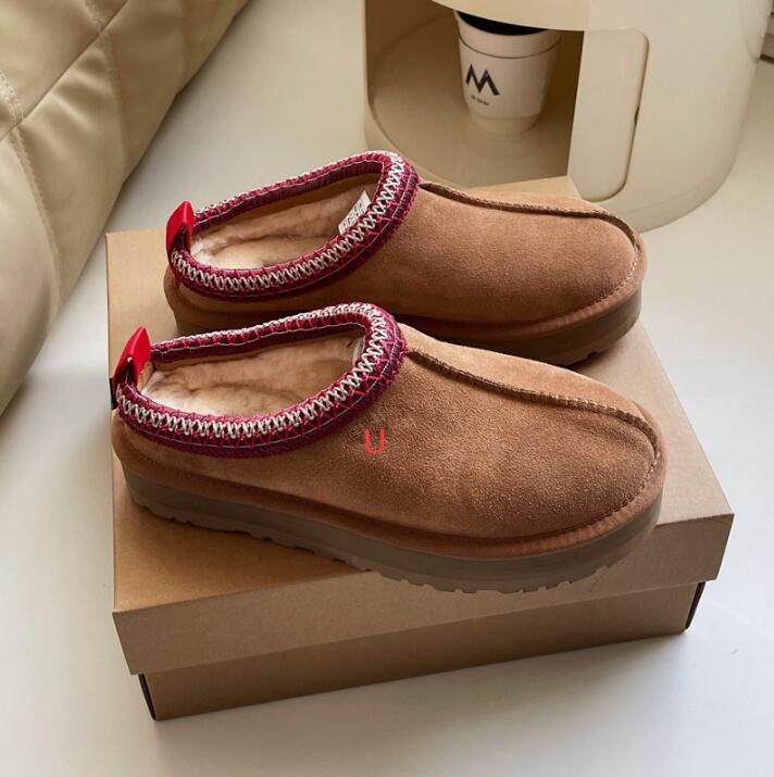

New Australia Slippers Tazz Suede Boots Womens Designer Classic Ultra Mini Shearling Platform Slipper Snow Boot Chestnut Antelope Brown Winter Comfort 36-43 No Box
