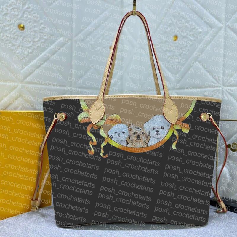 

Dogs Prints Totes for Women's Handbag Purses Silk Print Tote with Pouch, Dog-nf-mm