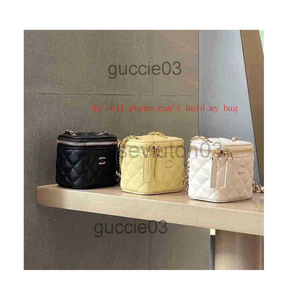 Designer Channel Bag Tote Shoulder Handbag Fashion Even Mens Womens Lattice Messenger Chain Mini Makeup Golden Ball Box Luxurious Bucket Bag L4.7IN