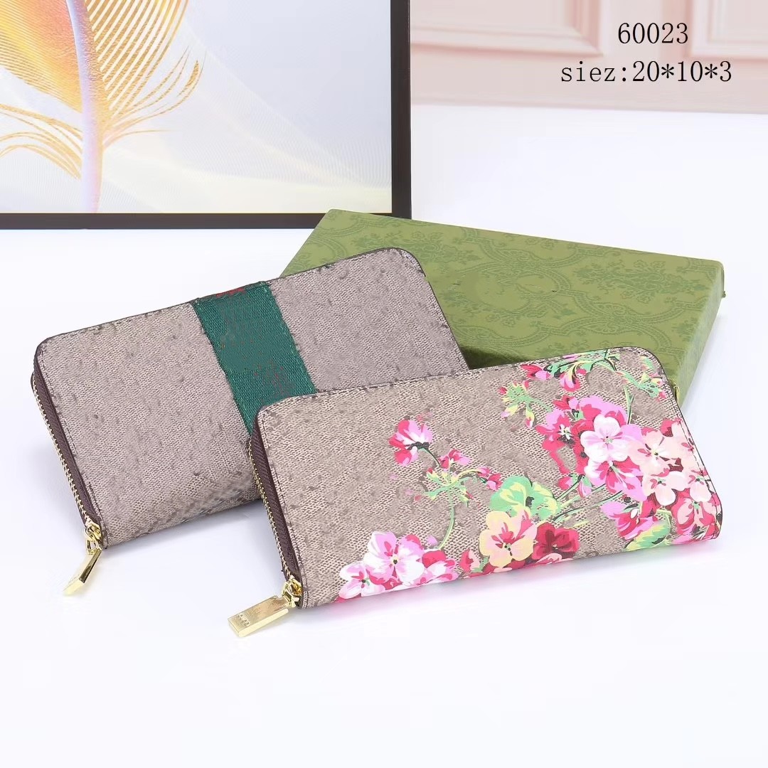 

Wallet For Women Designer Wallets Color Printing Flowers Woman Purses Girls Leather Purse, Brown