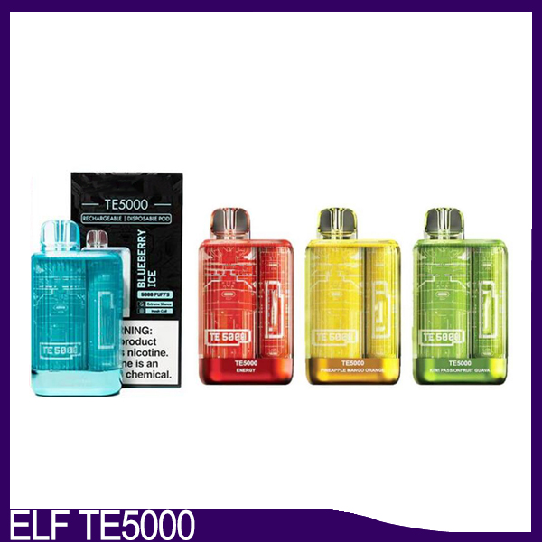 

Elf TE5000 Disposable Rechargeable Cigarettes 650mAh 13ml per-filled Cartridges Pod 5% nic 14 flavors Vaporizers Esco Bar 5000