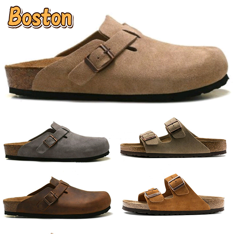 

Slippers Boston Clogs women Designer Sandals Slides Germany Cork fur slide mens Loafers Shoes womens Leather Suede Taupe slipper Arizona Tow-strap, 2# smooth leather roast brown