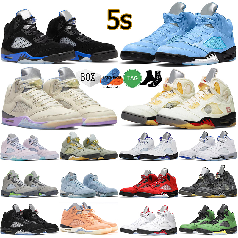 

With Box Jumpman 5s Basketball Shoes 5 Retro Outdoor Sneakers UNC Aqua Green Bean We The Best Raging Bull Blue Bird Concord Metallic Sllver Mens Trainers Sports, #20