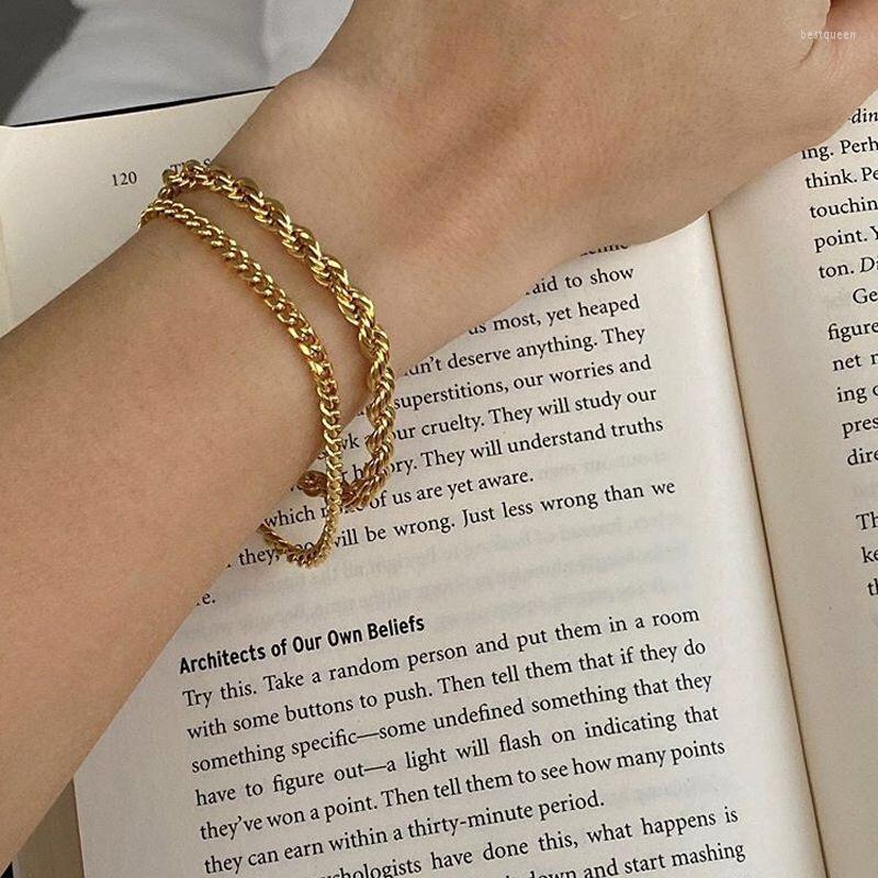 

Charm Bracelets Punk Style 6mm Twist Chains Hip Hop Rope Gold Plated Hand Chain For Women And Men Jewelry