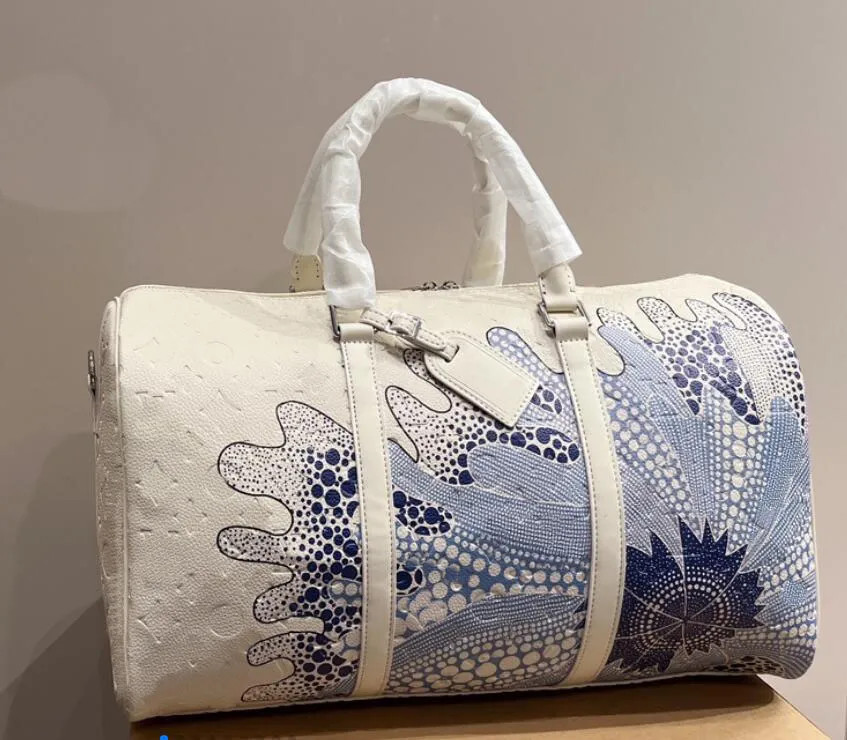 

Leather Designer bag 45cm Luggage Large Capcity women printing Shoulder crossbody genuine leather monograms embossing Satche, Box