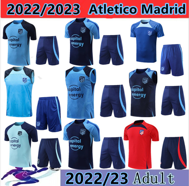 

22/ 23 Atletico MadridS SUAREZ chandal futbol soccer Training suit survetement 2022- 2023 JOAO FELIX M. LLORENTE Correa camiseta DE FOOT tracksuit men kids kit sets 08, Blue