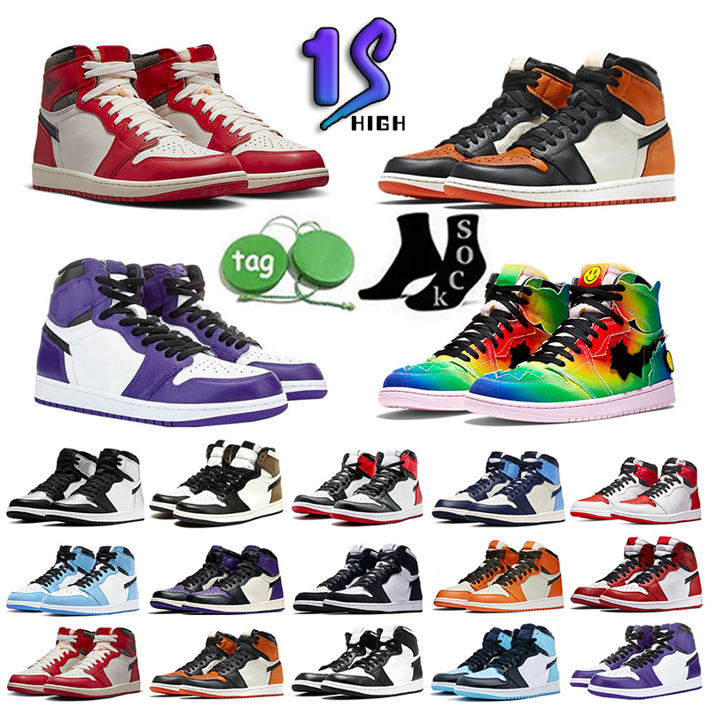 

big size 36-48 Jumpman 1 University Blue Basketball shoes 1s High Dark Mocha Electro Orange UNC Light Smoke Grey Hyper Chicago bred royal toe running sneakers