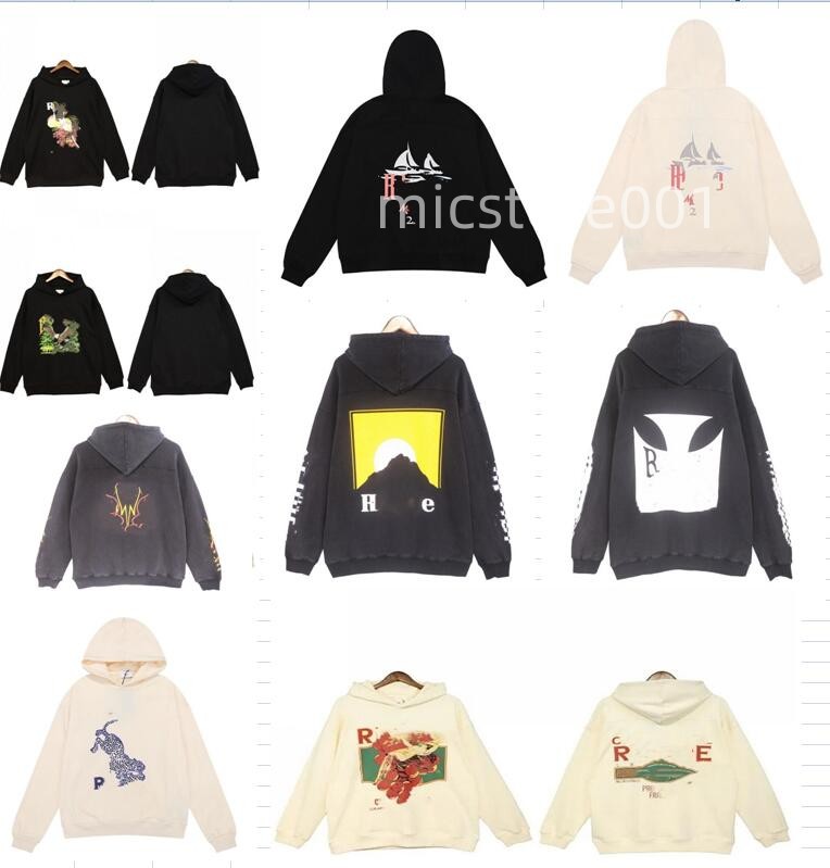 

Designer Hoodie Rhudes MenSweatshirt Correct Version Of The Print Niche Mens Hoody Tide Washed Made Old Vintage American High Street Hoodie, Cu1