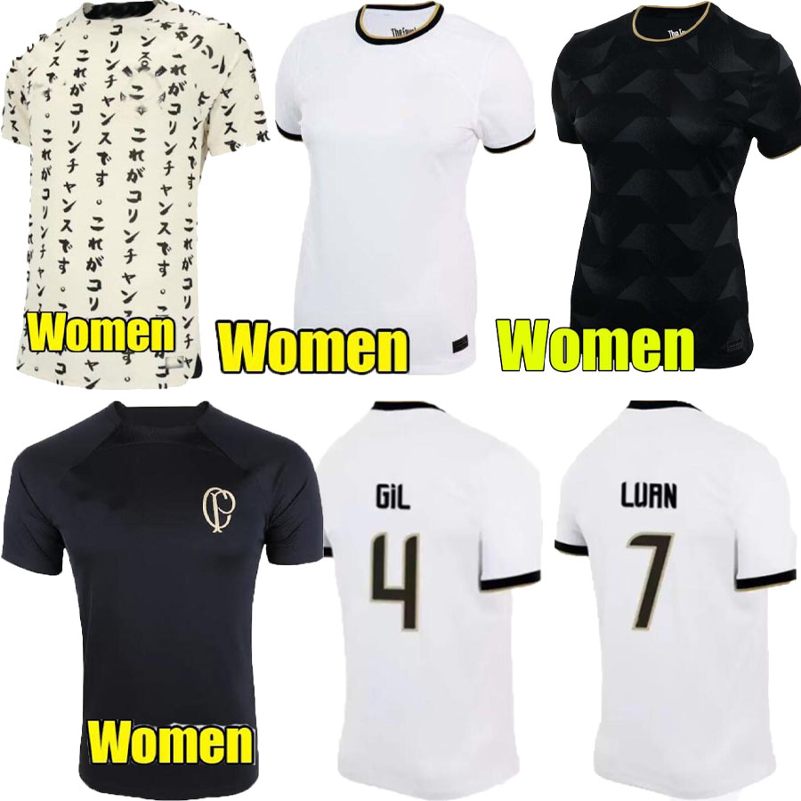 

2022 2023 CUSTOM Corinthian Soccer Jerseys WOMEN camisetas de futbol 22 23 gil GABRIEL Balbuena CASSIO football shirt ret, Black