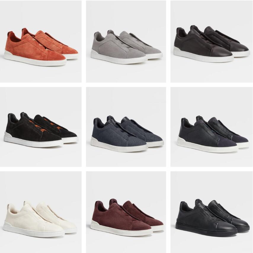 

Life Walking Triple Stitch Men Sneakers Shoes Calfskin Leather Sports Runner Skateboard Lace Up Rubber Sole Outdoor Trainers EU38-46 Original Box, 23