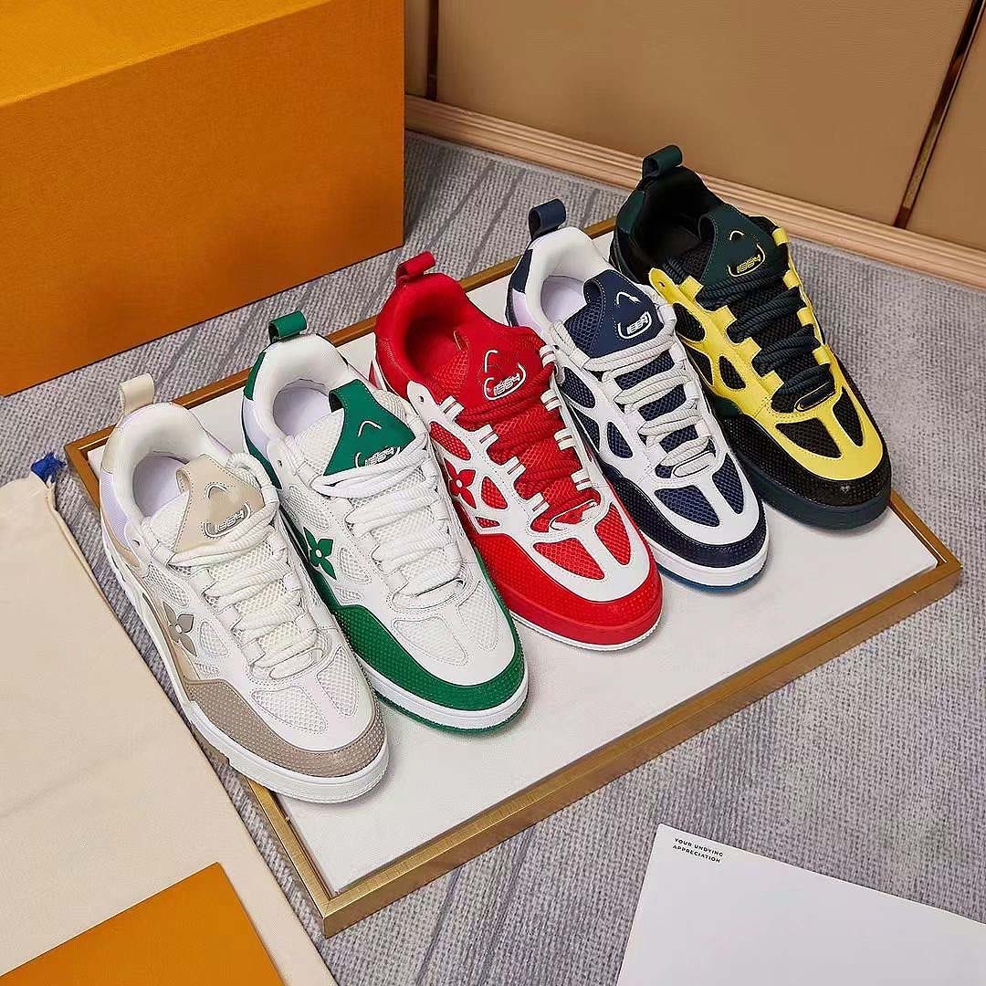 

1854 sneakers US12 designer mens luxury casual shoes embossed leather curb sneakers classic calfskin Stripe Stretch Cotton Low Top Rubber platform sole 13