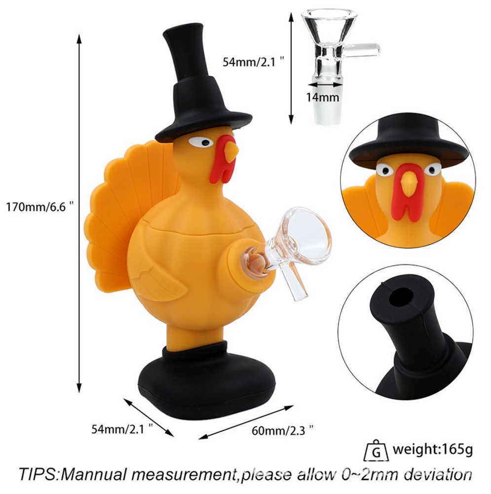 

hookahs silicone pipe creative new Turkey shape pipe with glass bowl accessories dab rig pipe tobacco wholesale