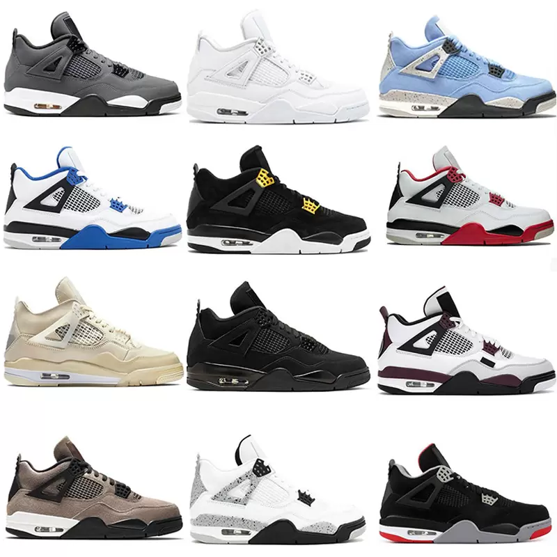 

OG Jumpman 4s top quality running Basketball shoes Jump 4 Bred Sail UNC Black Cat fire red University Blue Cactus White Starfish Pure Royal football jerseys shoes, Photo show