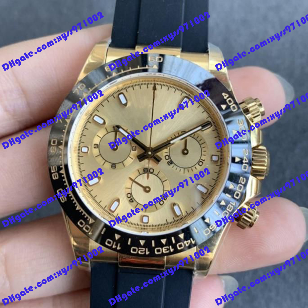 

Mens Watch Asia 2813 Automatic Mechanical M116518 Watch 40mm champagne Dial Natural Rubber Strap Without Chronograph Men's Watches 116518 wristwatches