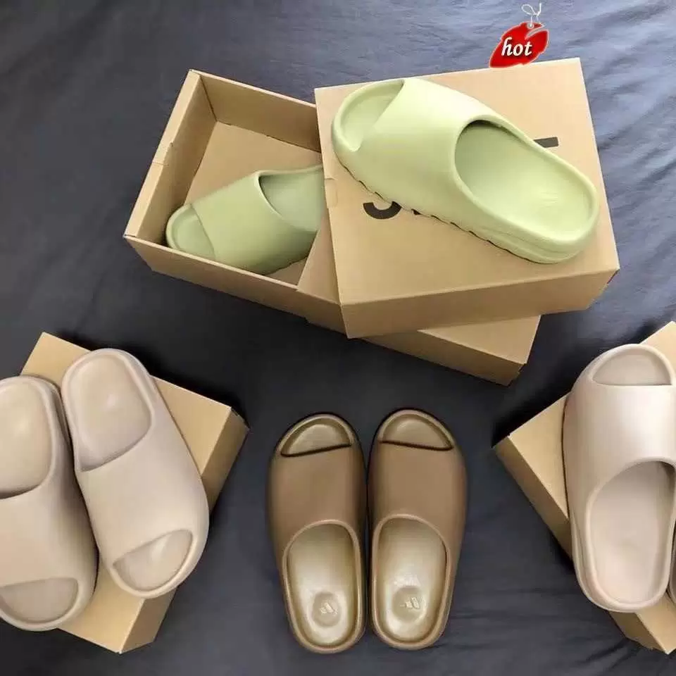 

With Box 2022 With Box Slides Foam Runner Slippers Sandals Sneakers Shoes Women Designer Beach Fashion Trainersgraffiti Bone White Resin gZ, Pink