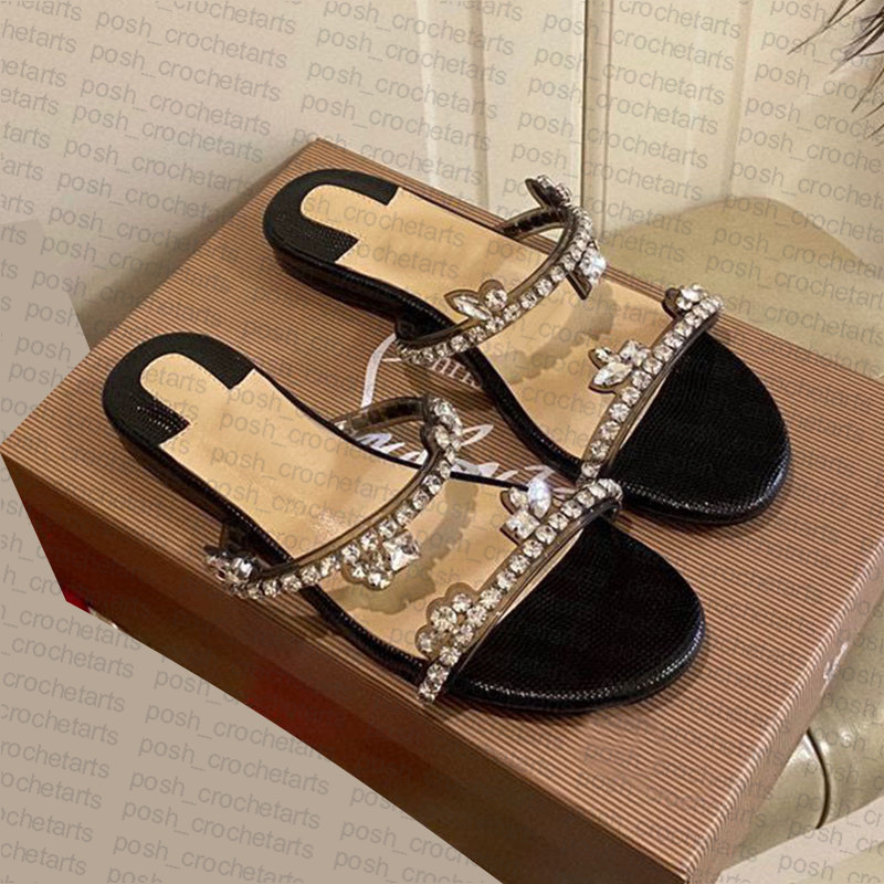 

Genuine Leather Slippers for Women bling Bling Flat Slides for Summer Footwear, Black