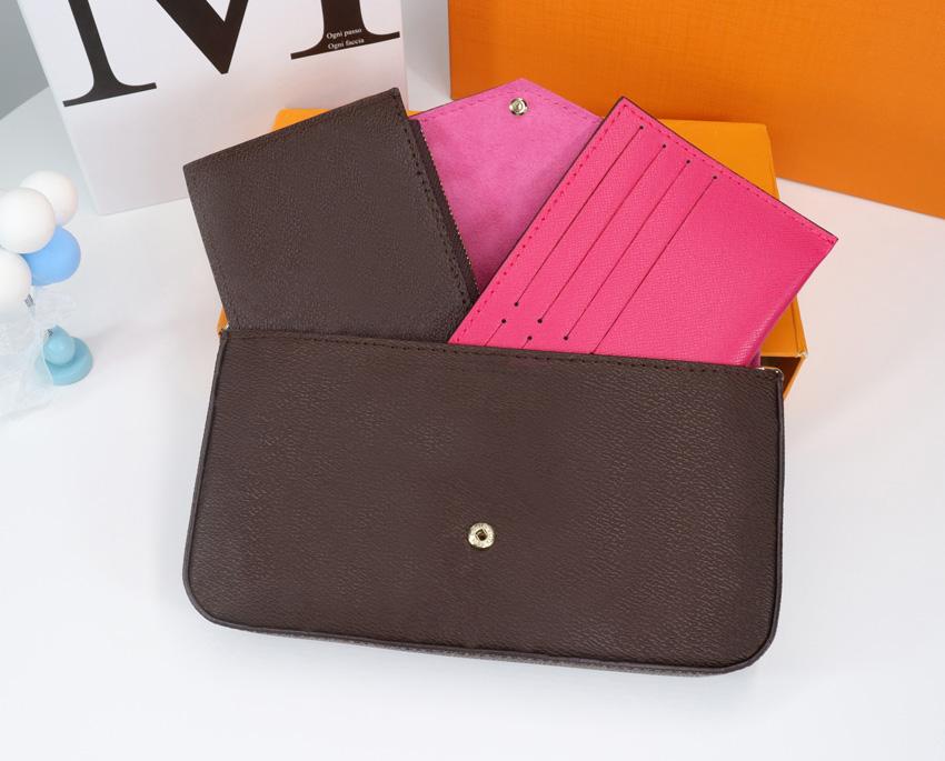 

Women Messenger Leather handbag Evening Bags 3 in 1 high quality flower checkers date code serial number With original dust bag luxury, Black embossed