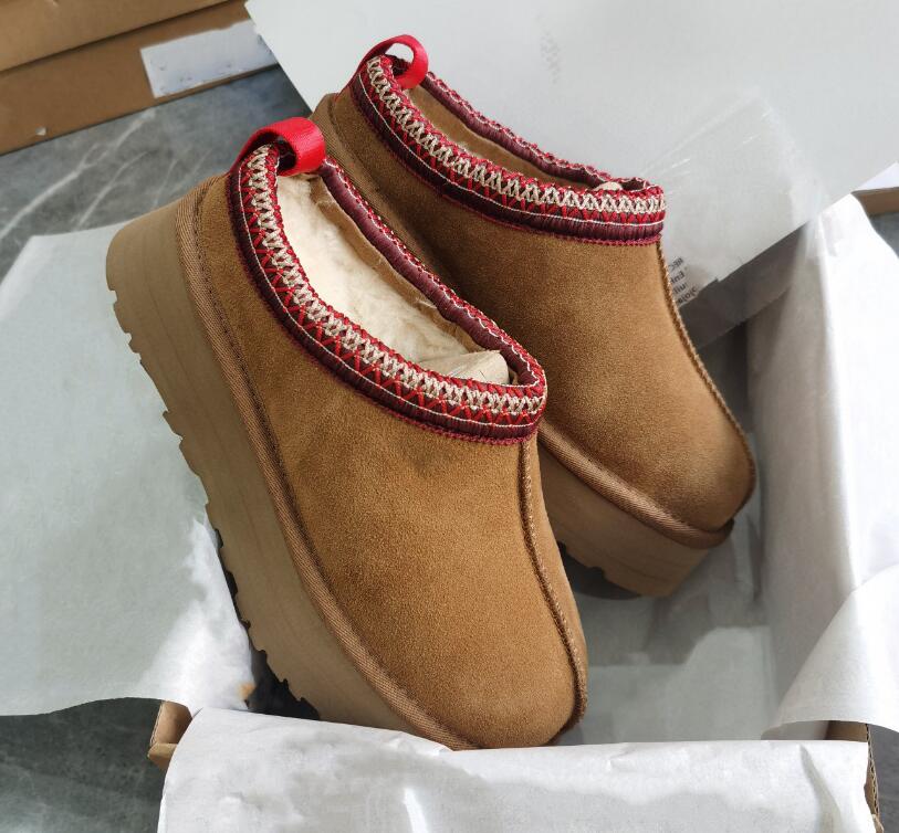 

Designer Womens Tazz Slippers Fur Slides Classic Ultra Mini Platform Boot Tasman Slip-on Les Petites Suede Wool Blend Comfort Winter Designer Booties 35-43 no box, Brown