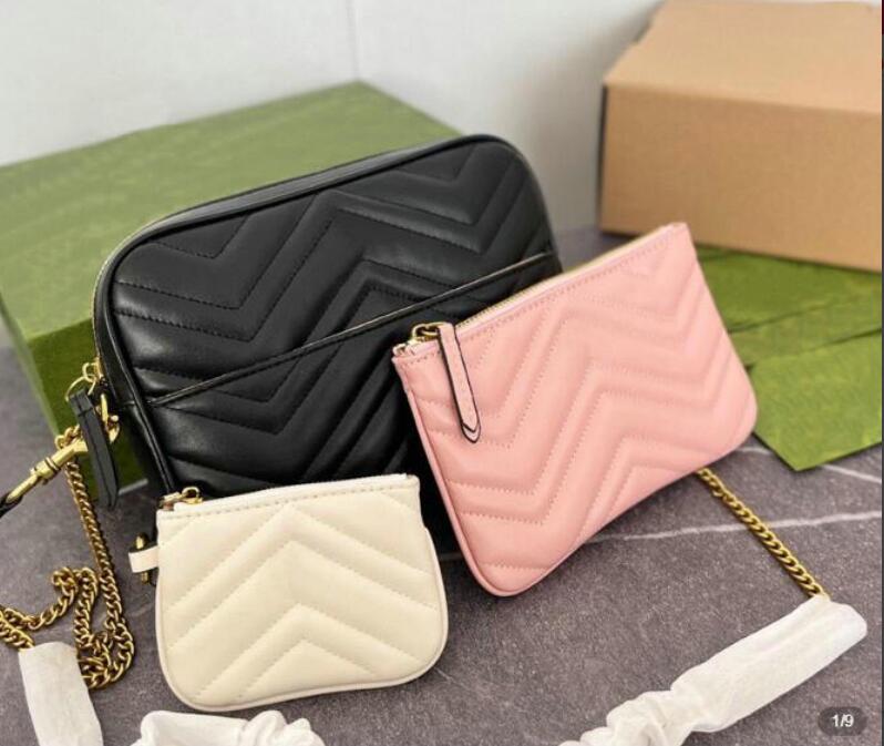 

Women 3pcs/set designer bag Bags luxury classic handbag Shoulder Bags Real leather Lady Fashion Marmonts Bags Genuine Crossbody Purses, Black/white/pink