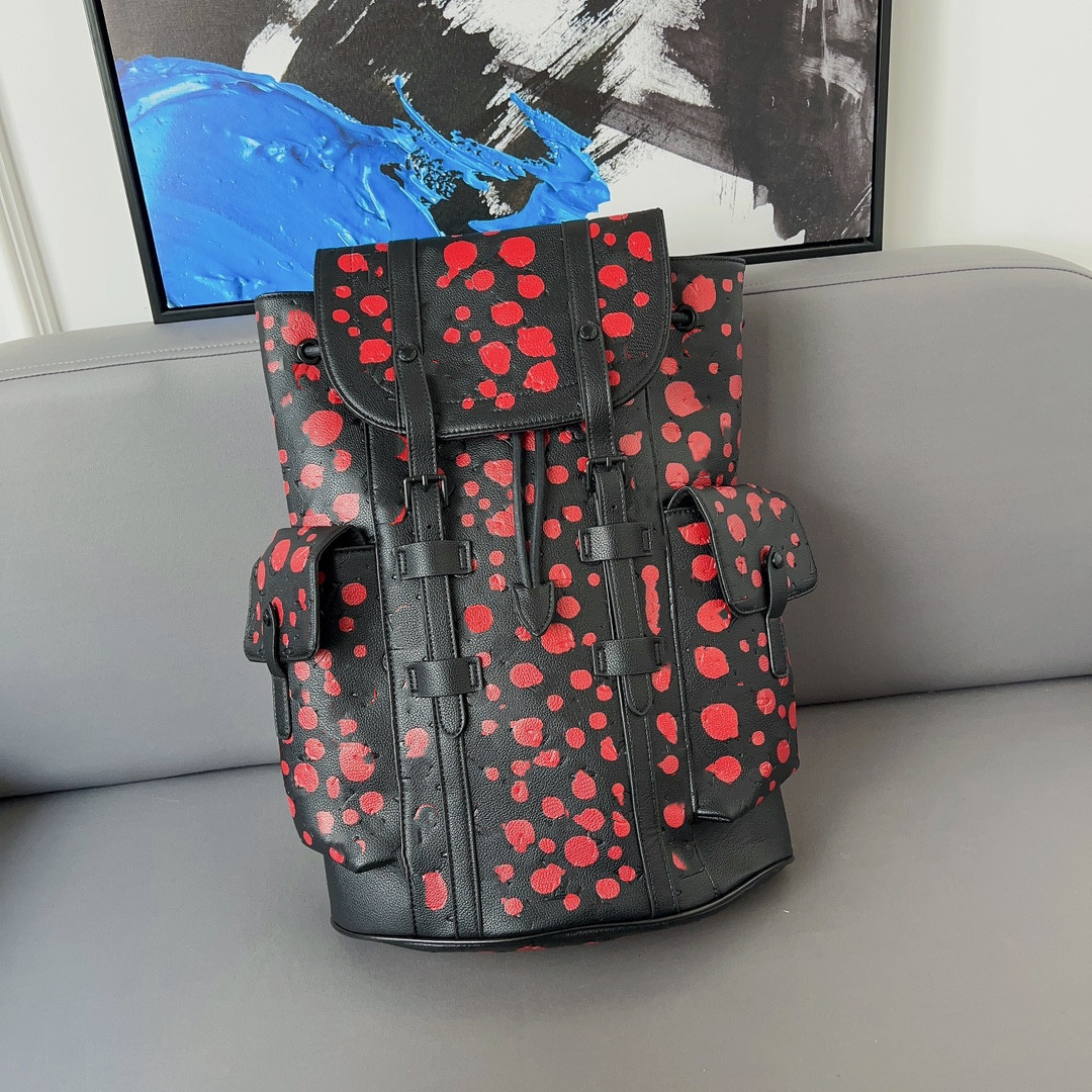 

Cruise 2023 Bag Christopher Backpack X YK Print Infinity Dots Yayoi Kusama Japanese Fashion Hiking Bags Large Capacity Laptop Sporty Travel Shoulderbag School Bag, Size: 43*33cm