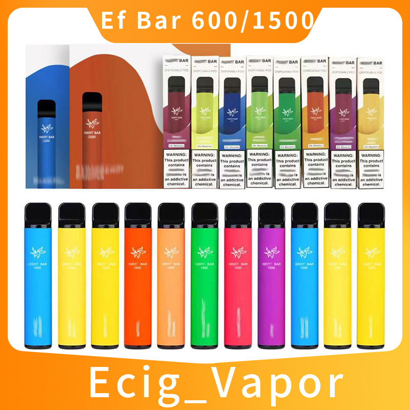 

EF Bar Disposable E cigarettes 1500 Puffs Vape Pen 4.8ml Pre-filled Pods Cartridges 850mAh Battery Vaporizers lost mary elux esco bars bang xxl bc ultra randm