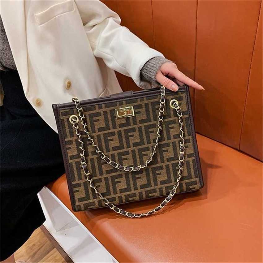 

22% OFF Handbag High quality 2023 new bag Women's niche large capacity chain Canvas Tote Korean son mother popular shoulder, Small f brown