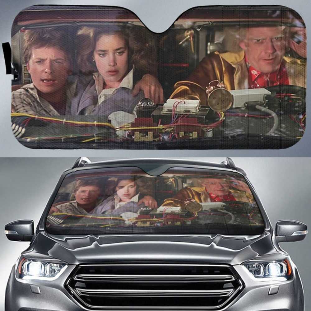 

Back To The Future Marty McFly and Emmett Brown Car Sun Shade Windshield Car Accessories Custom Movie Sunshade Sun Protection