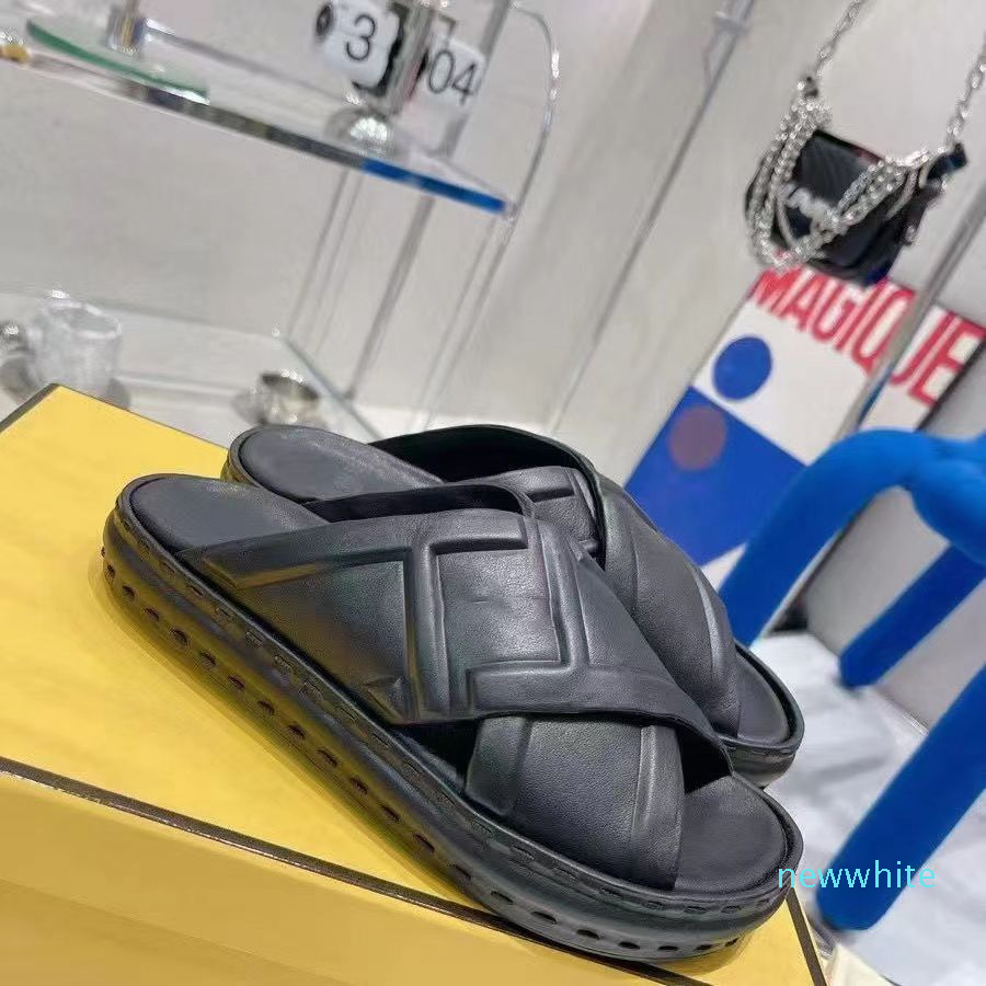 

2023 Fashion Women Men Sandal Luxury Designer Lady Gentlemen Colorful Canvas Letter Anatomic Leather slide 8 style Model Size 35-46 with box, Black