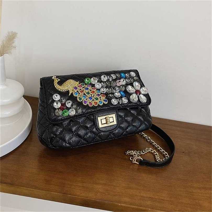 

36% OFF Handbag High quality 2023 new bag Rhinestone small fragrance Lingge chain style diamond inlaid women's Shoulder Messenger, Black