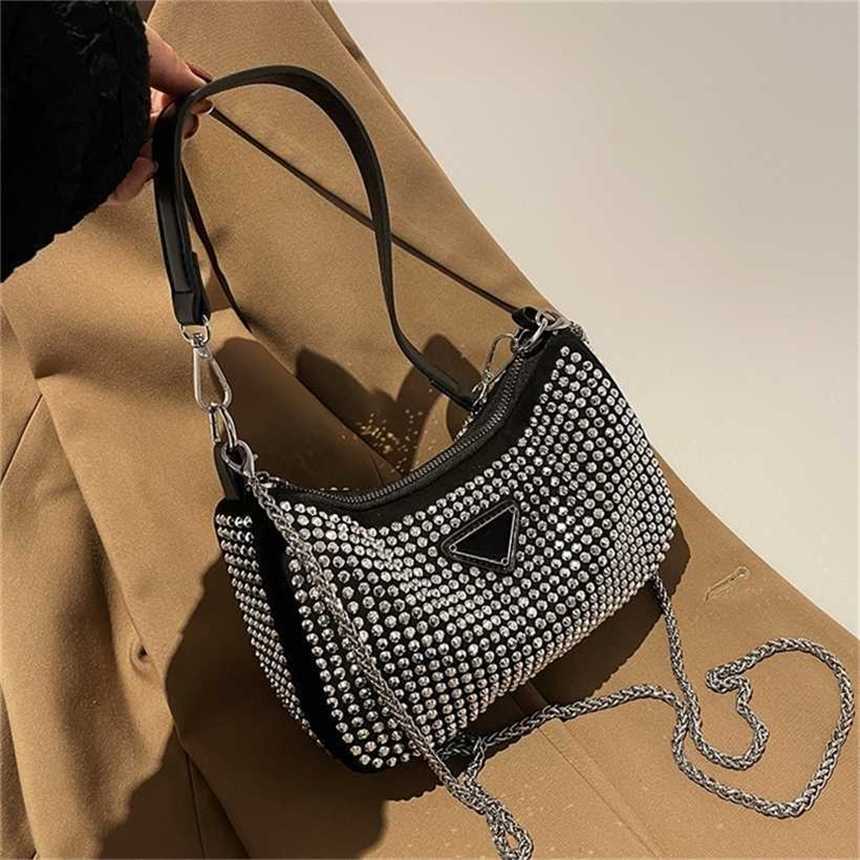 

24% OFF Handbag High quality 2023 new bag female spring and summer hobo armpit full of diamond shoulder chain portable, Black5